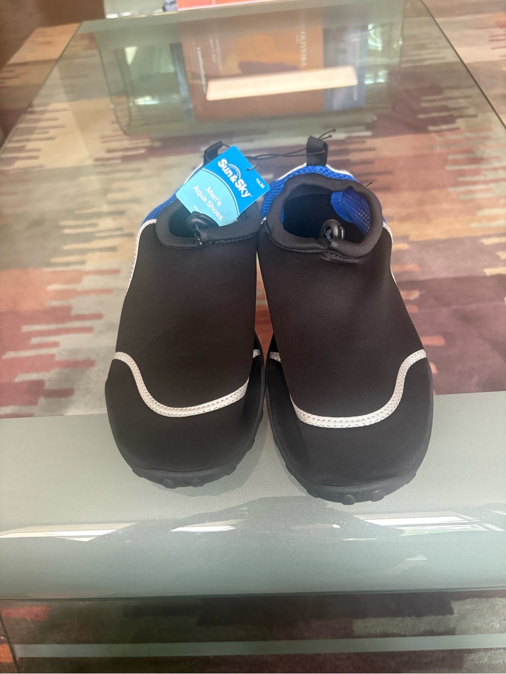 Kids Black Water Shoes with Blue Trim